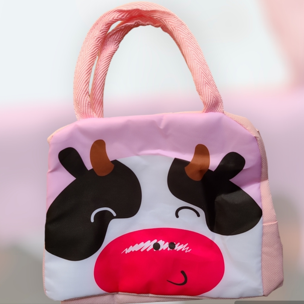 Cow Pink Kid's Lunchbag NIP Insulated Zipper